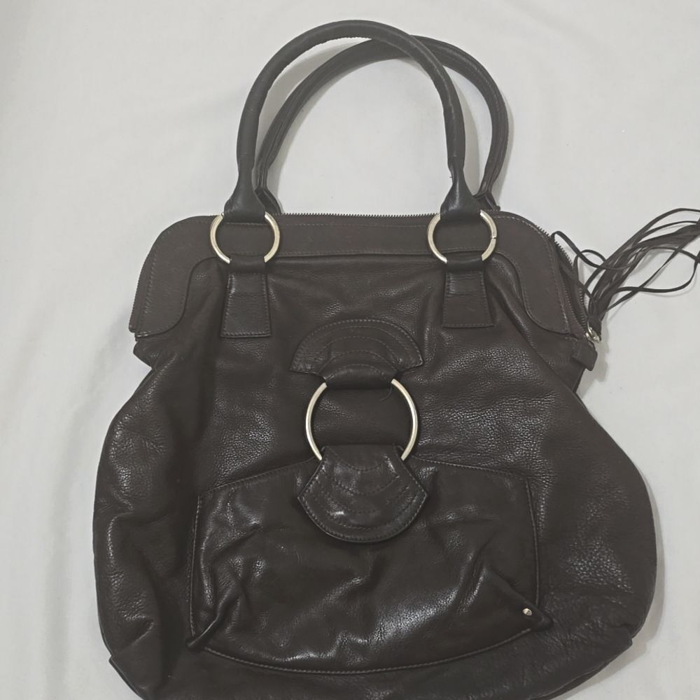 Bulga Large Satchel Bag in chocolate brown Made in Italy